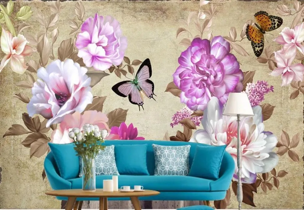 Wallpapers mode pioenroos bloemen muurschilderingen kamer sofa home decoratie niet geweven behang