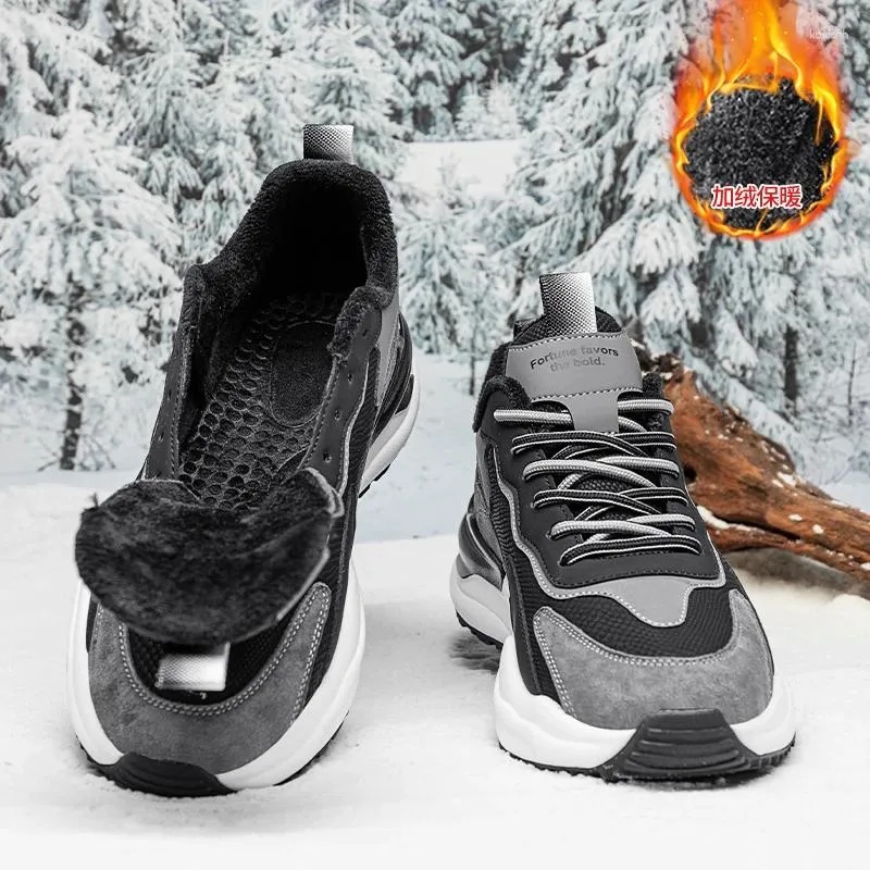 Casual schoenen heren herfst en winter 2024 -stijl plus fluwelen verdikte warme katoenen studenten sport papa mode