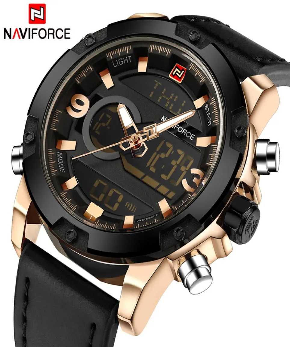 Naviforce Luxury Brand Men Sport Watches Men039s Leather Digital Military Watch Man Quartz防水時計Relogio Mascul5999559