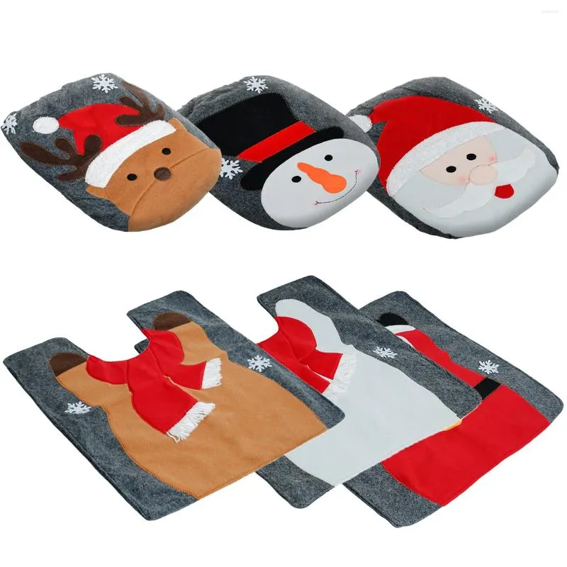 Rideaux de douche Santa Claus Bath Mat WC WC Toilet Seat 2pcs / Set Creative Cover et Decorations de salle de bain pour la maison