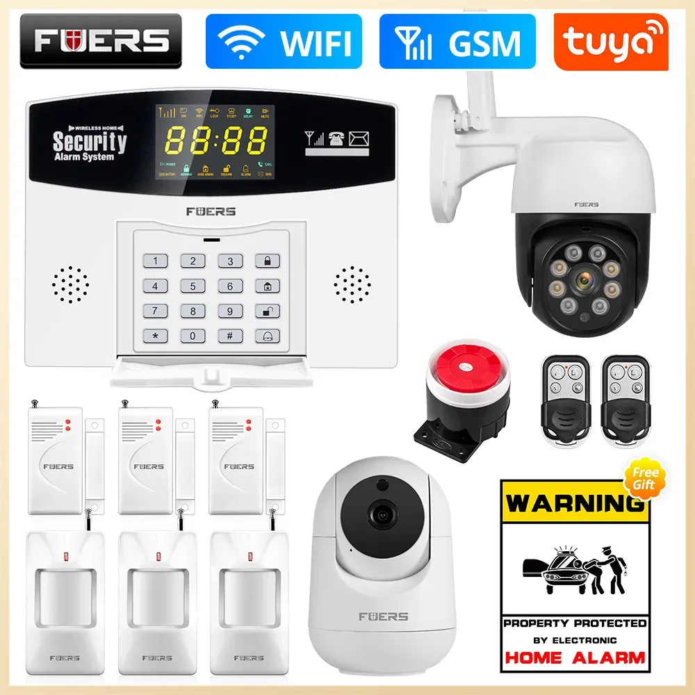 Kits Fuers W210 TUYA SMART WIFI Home Alarm System 433 MHz Wireless Wired Zone Zone Compatible med Alexa Google Motion Sensor