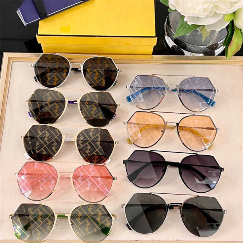 2024 Designer Fashion Nouveau Luxury Designer Sungass Sunglasses Wind-Ins Tide Metal Toad Print Lens Star Net Red Same Lunettes de soleil FF0329