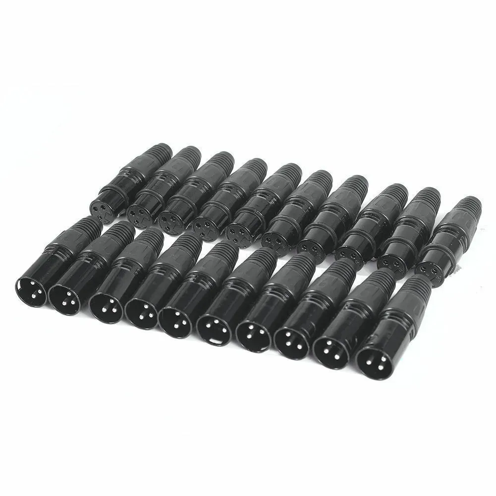 Acessórios 10Pair XLR DMX 3 pinos machos fêmeas fêmeas plugue de plugue de áudio Adaptador de cabos de microfones acessórios de microfone de latão