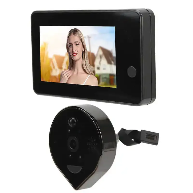 Doorbell Security Peephole Camera 120 graders vidvinkel PIR Motion Detection 4.3in LCD Display Anti Stöld Video Door Viewer för 35120mm