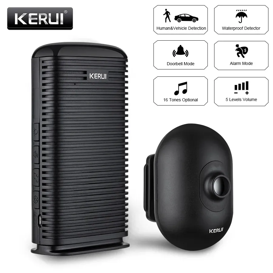 Kits kerui dw9 garagem alarme wirewear wentway welcome handal alarme à prova d'água ao ar livre PIR PIR MOGY SENSOR DE SEMENTO DE SEGURANÇA proteção