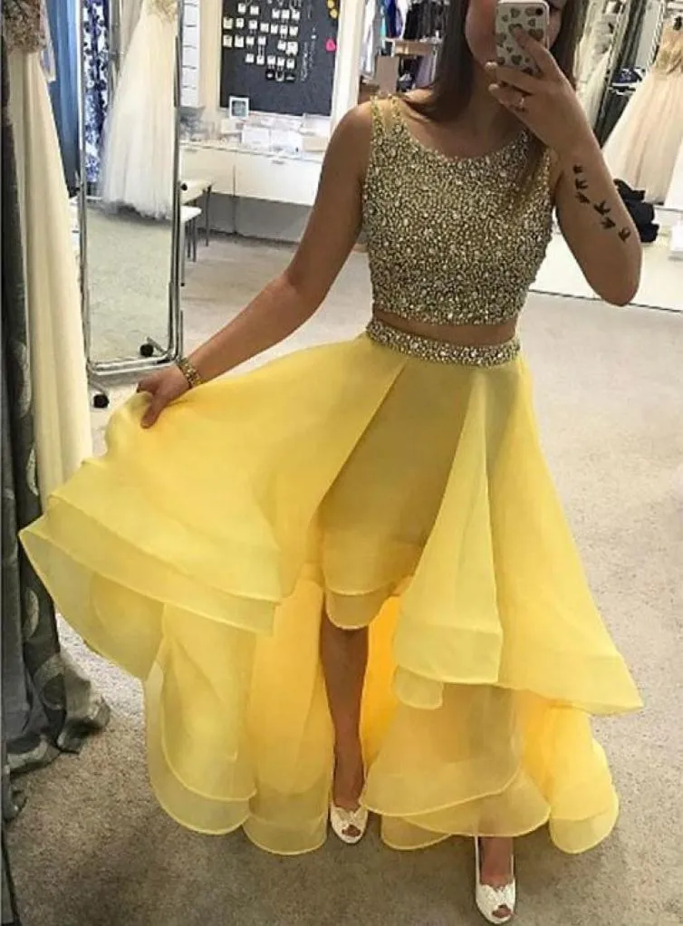 2018 New Design two pieces hiho short mini scoop Homecoming Dress Popular Bridesmaid evening dress party dress Prom gown3012589