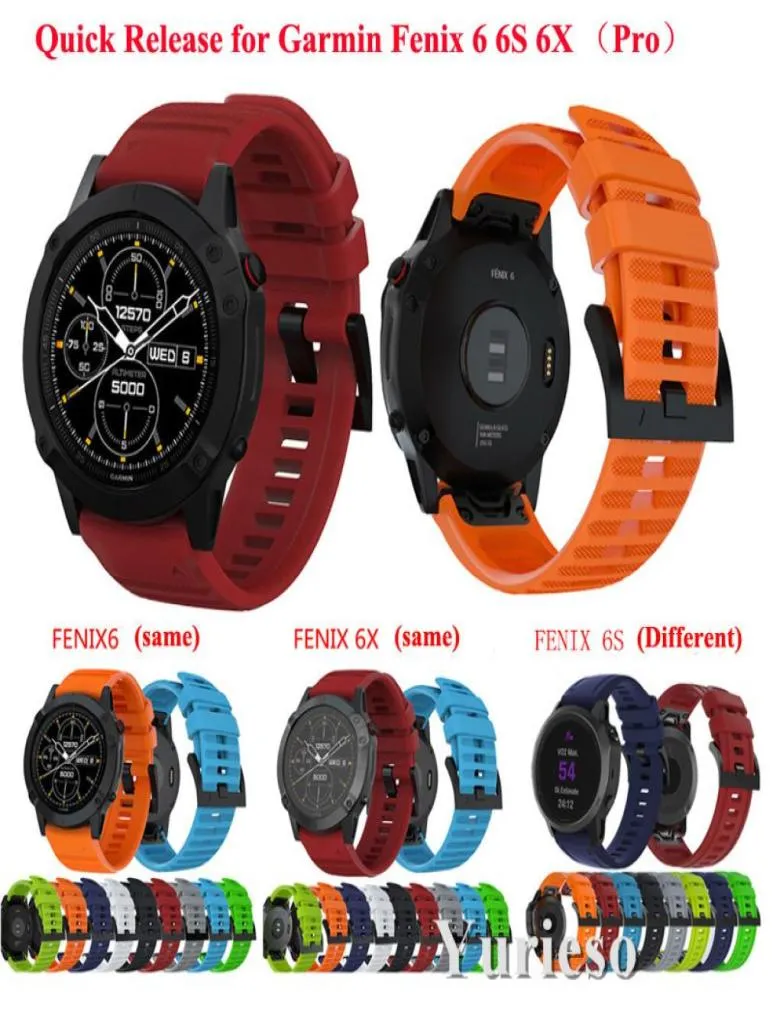 26 22 20mm Watchband för Garmin Fenix ​​5x 5 5s Plus 3 3 HR Forerunner 935 Titta på snabb release Silicone Easy Fit Wrist Band -band FA7045962