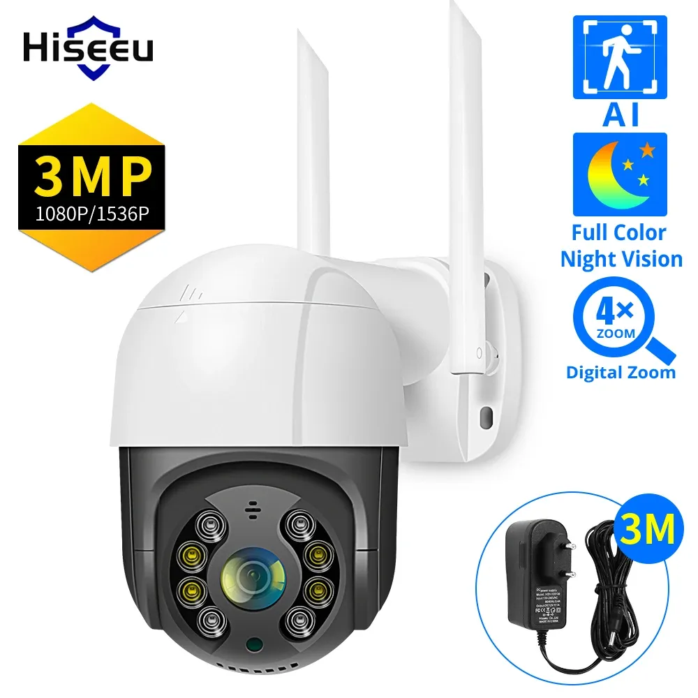 Cameras HiEEU 1080p WiFi Ptz IP Camera 5x Digital Zoom Ai Human Detection Color Vision Night Vision Onvif Wireless CCTV Sécurité Protection C