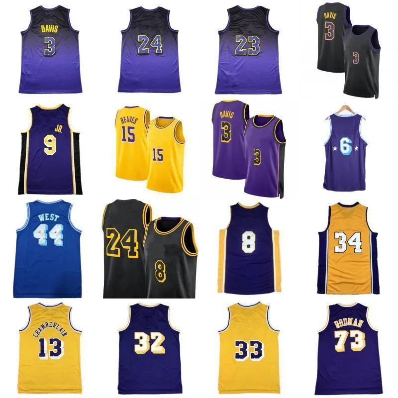 Bronny Anthony Davis 6 23 Austin Reaves City Basketball Jersey Mens 13 Wilt Chamberlain 73 Dennis Rodman Jerry West Shirt