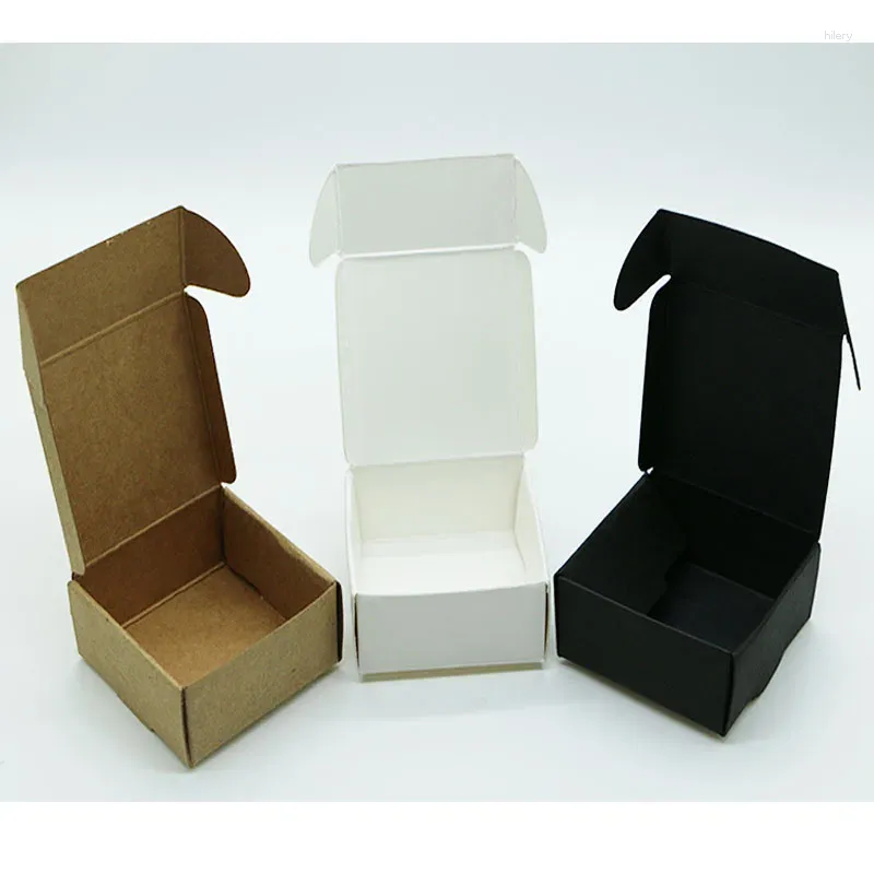 Presentförpackning 100 st 4 2,5 cm mini Kraft papper kartong liten svart vit kartong tomma smycken