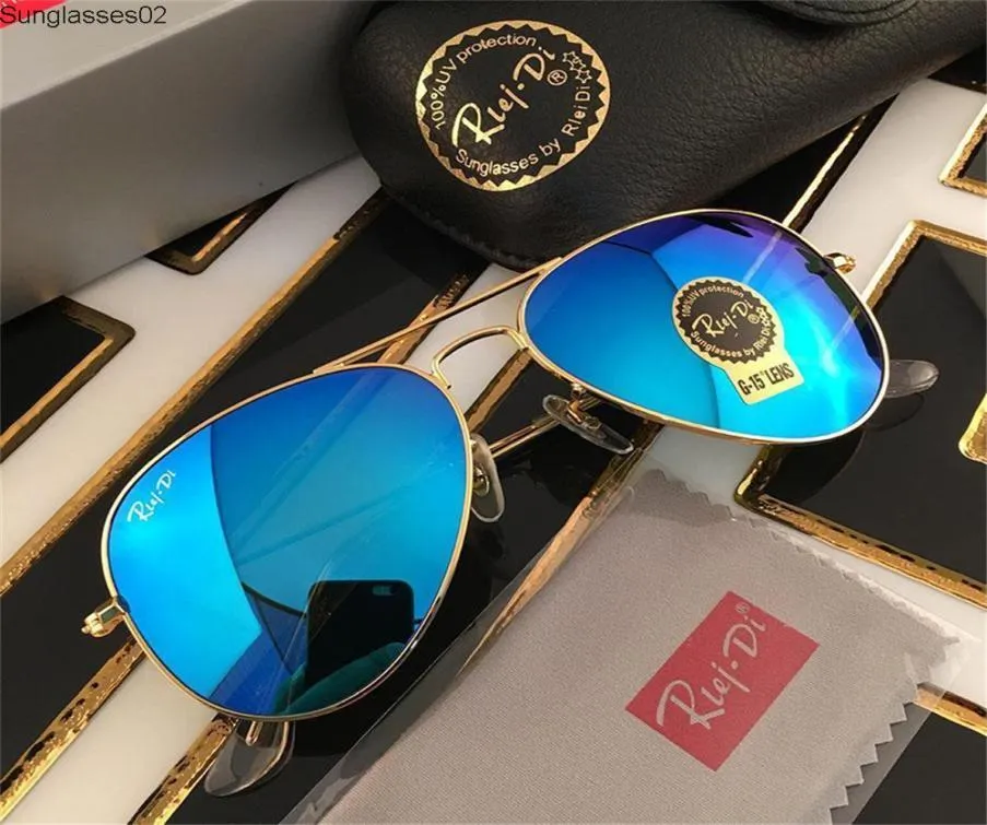 1PCS Designer Marke Klassische Pilot -Sonnenbrille Mode Frauen Sonnenbrillen UV400 Gold Frame Grüne Spiegel 58 -mm -Objektiv mit Box4218068