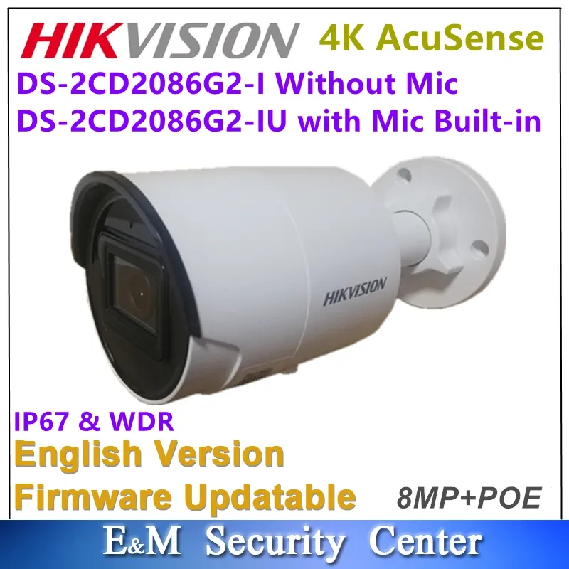 Cameras Original International Hikvision AcuSense DS2CD2086G2IU 4K POE 8MP Fixed Mini Bullet Network Security Surveillance Camera