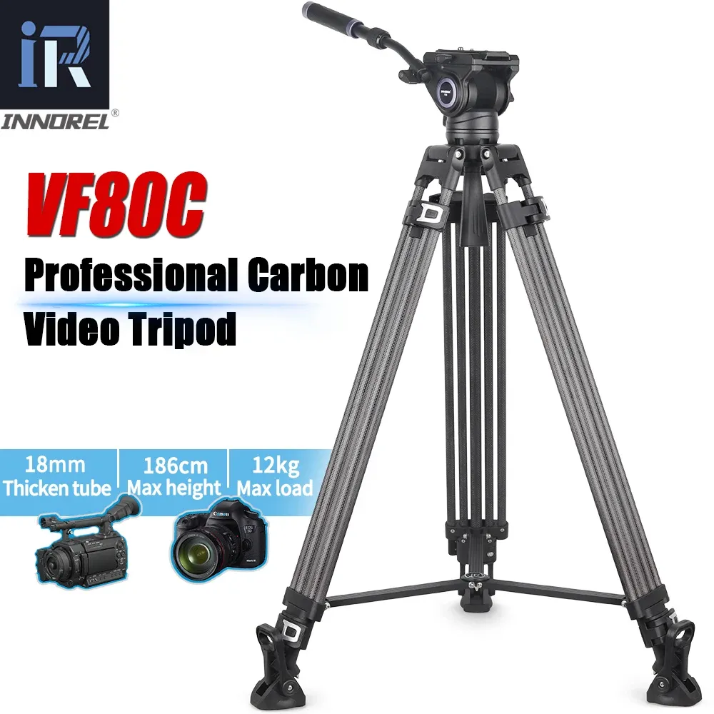 Monopody VF80C Profesjonalne wideo z włókna węglowego statyw hydrauliczny Hydrauliczny film wideo do kamery DSLR Slidder 1,86 m wysokie 12 kg obciążenie