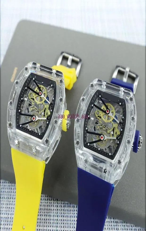 2021 Nowy zegarek dla mężczyzn Sport na rękę Transparent Dial Quartz zegarki silikonowe paski Relogio Masculino Selling2305467