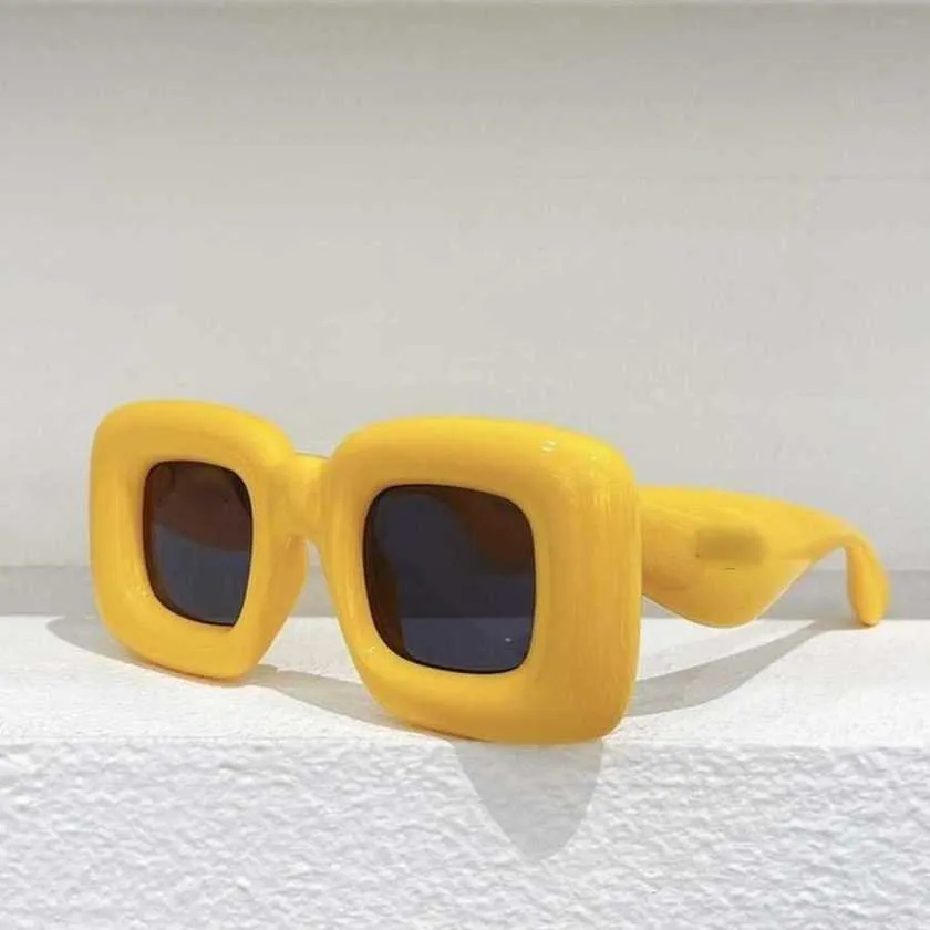 Luksusowe projektant okularów przeciwsłonecznych Nowe luo yijia chleb nadmuchite pudełko netto czerwone okulary przeciwsłoneczne w tym samym stylu Women LW40098