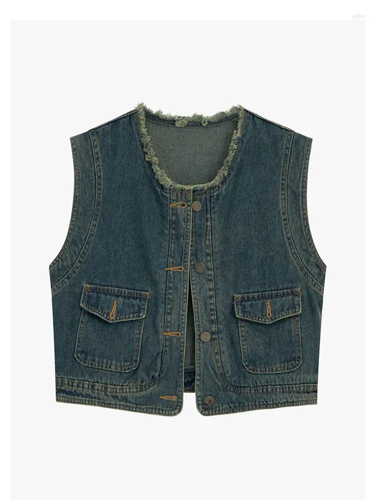 Tanks de mujeres Oficina de moda japonesa Lady Camisetas para tanques sin mangas Vest de alta calidad GRunge Denim Carretera Diseño de estilo de estilo preppy simple