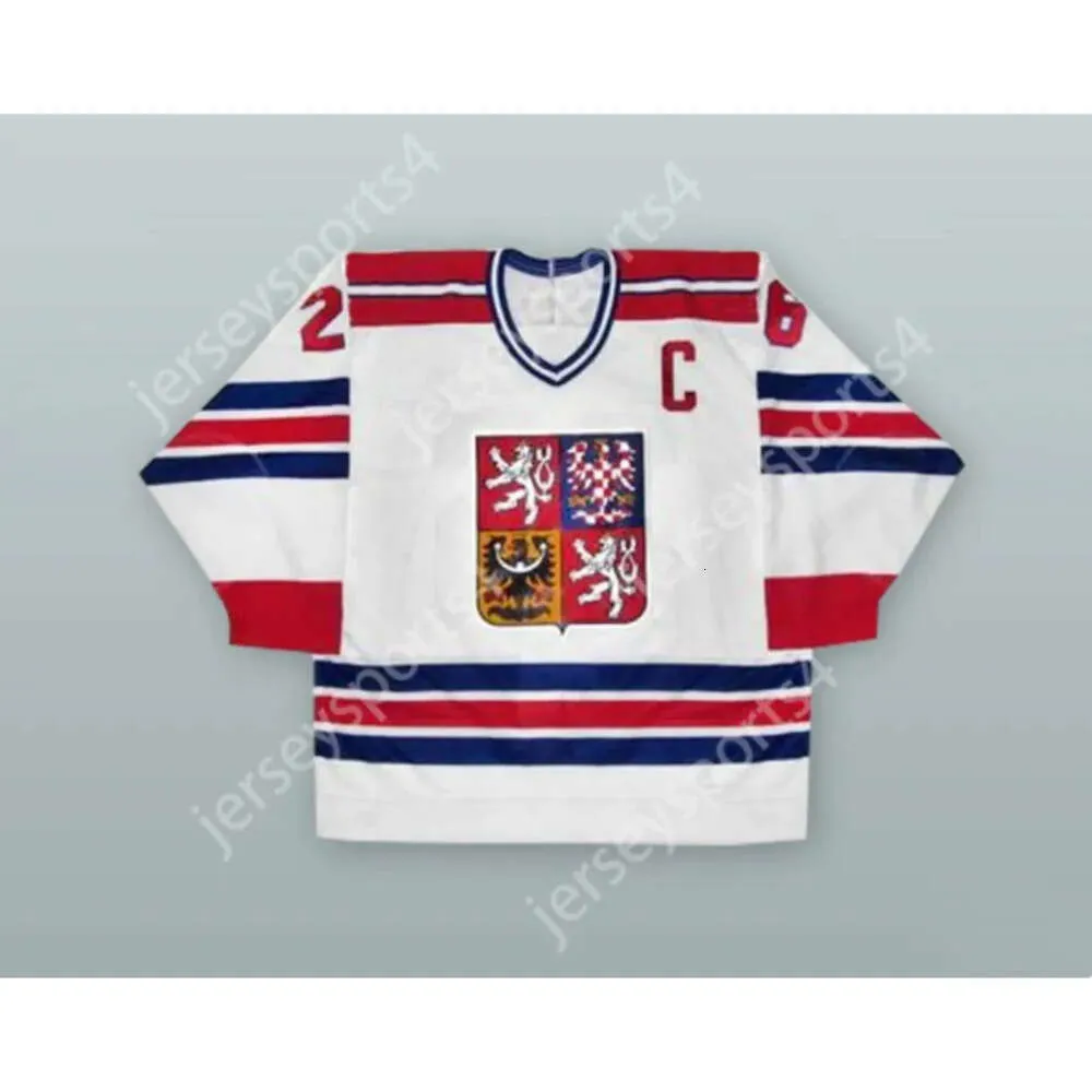GDSIR Custom White Robert Reichel 26 Tsjechische Republiek Nationaal Team Hockey Jersey NIEUWE TOP ED S-M-L-XL-XXL-3XL-4XL-5XL-6XL