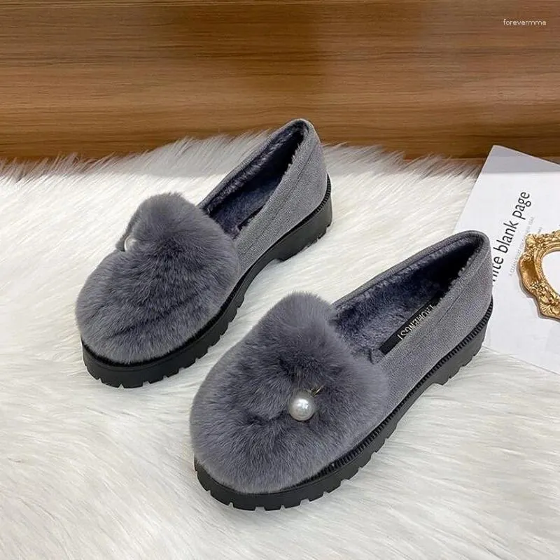 Casual schoenen taomengsi winter warm en plat hoofd haar kasjmier Koreaans echt doug diamant singles asakuchi vrouwen