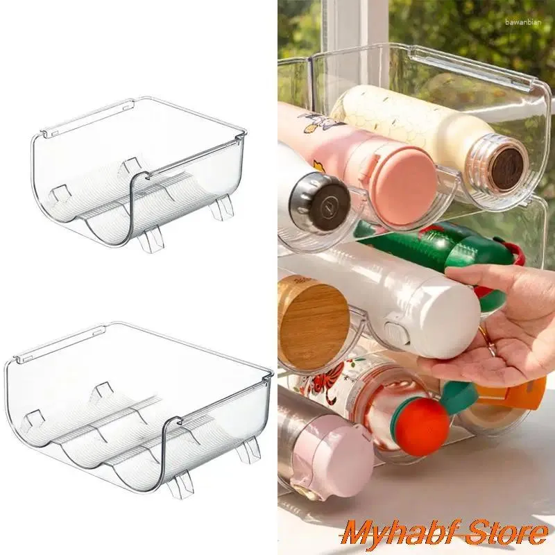 Kitchen Storage 1pc Acrylic Water Cup Rack Stackable Fridge Mug Bottle Holder Organizer Can Beverage Container Organization