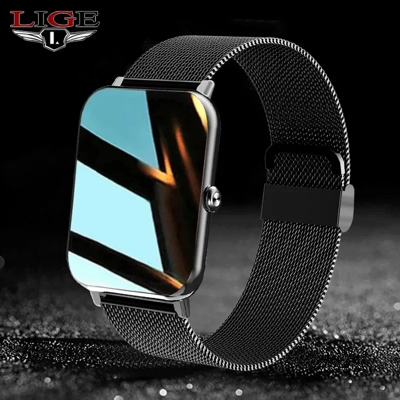 Смотреть Lige New 1.69 Full Touch Smart Watch для мужчин Women Bluetooth Call Fitness Tracklet Bracelet Водонепроницаемые интеллектуальные часы для Android iOS