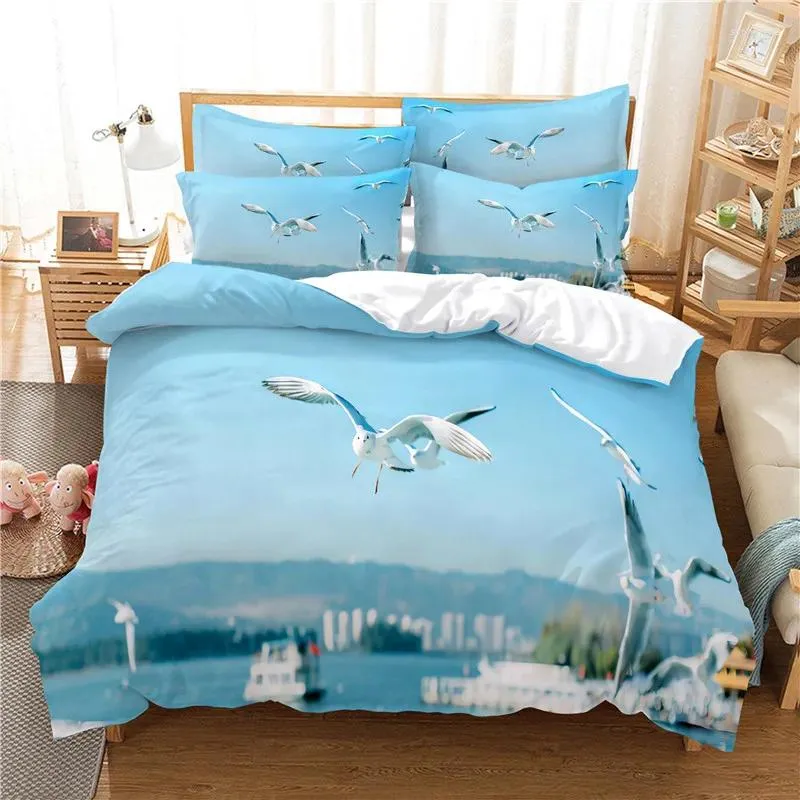 Bedding Sets Blue Sky Seagull Duvet Cover Set 3d Digital Printing Bed Linen Fashion Design Comforter