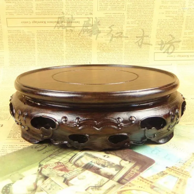 Adesivos de janela Kylin Rosewood Handicraft Stone Jade Bule Base Round Base Wood Volume pode ser personalizado