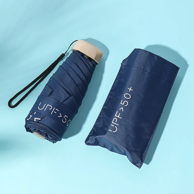Mini Sun Umbrella Female UV Protection Sunshade Sunshine Rain Umbrella Dual-Use Five-Fold Ultra-Light Compact Portable Pocket Travel Parasol W0230