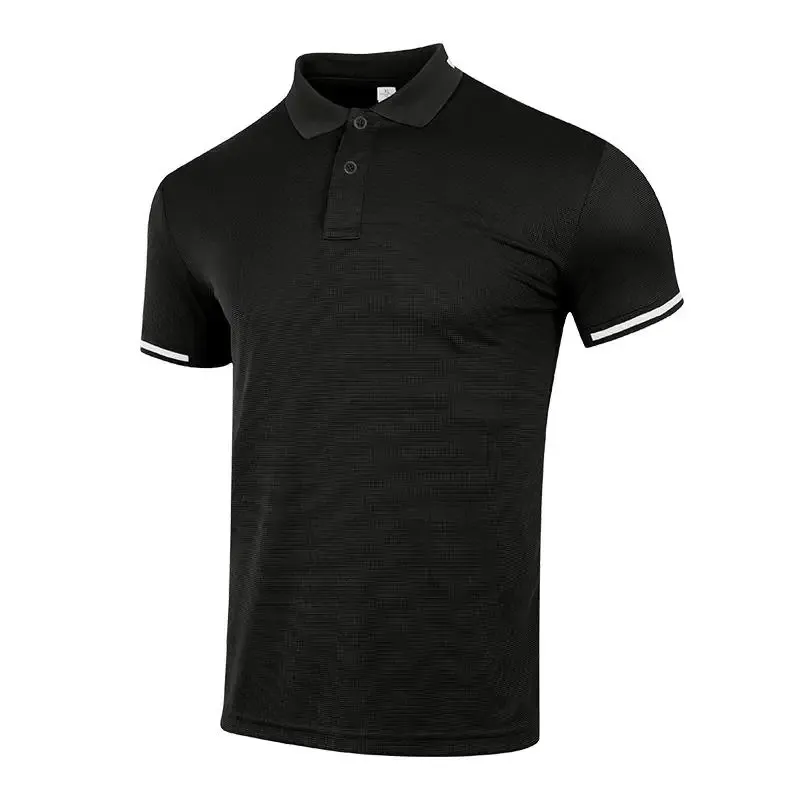 シャツ新しい男性ゴルフシャツバドミントンランペルジムアウトドアスポーツラペル半袖パッチワーク通気性ファッションビジネスTシャツ