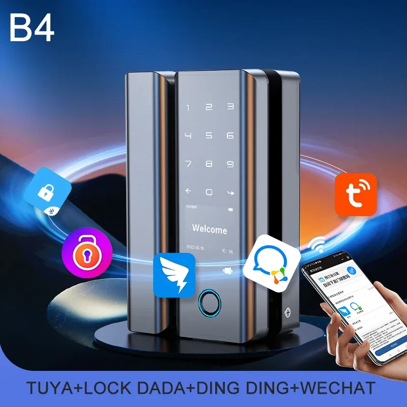 Lock TUYA WIFI Remote Unlock Temporary Password Fingerprint Magnetic Card Password Key Remote Smart Glass Door Lock