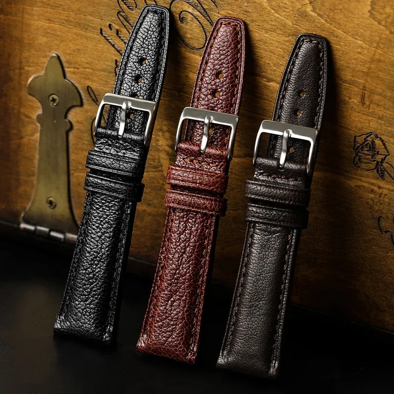 French Goat Leather Watchband 20 21 22mm Lämplig för läderrem som är lämplig för dykklocka läder 240320