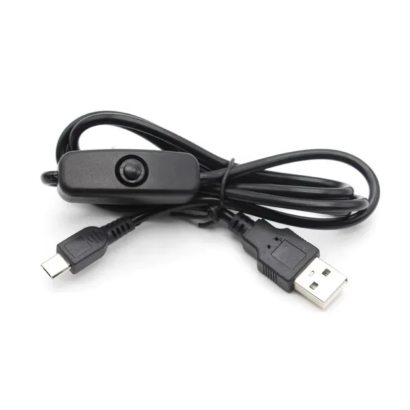 USB naar DC -kabel 5V 2.5a Micro USB -kabellader AC -voeding voor Raspberry Pi 4 4B 5V 3A Type C met schakelaar