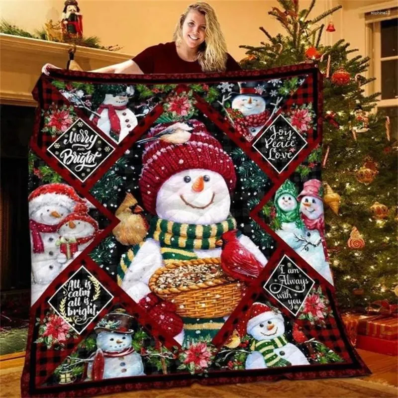 Blankets Cartoon Flannel Throw Blanket Merry Christmas Soft Kid Gift Home Decoration Sofa Bedding Living Room Lightweight