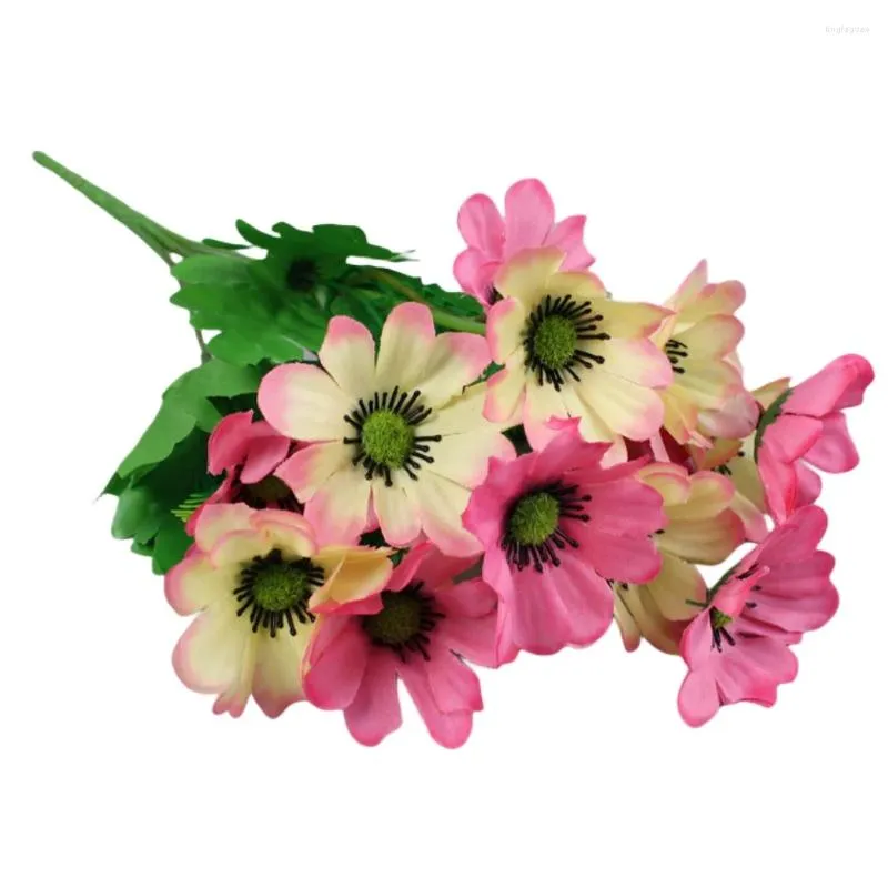 Dekorativa blommor 1 Bukett 14 huvuden Artificiell plast Fake Silk Daisy Flower Wedding Home Garden Party Decoration