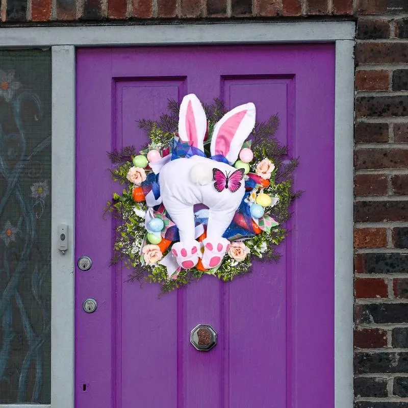 Fleurs décoratives de Pâques de Pâques Decoration de porte d'entrée Tissu de tissu dia.17.7 pouce de fête pour le balcon accessoire polyvalent
