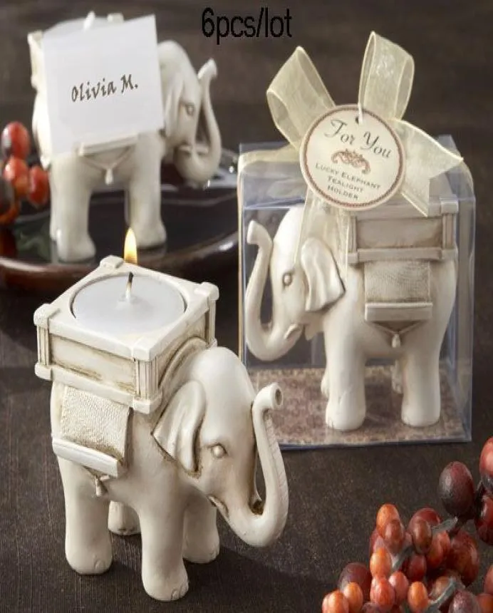 Wedding candle holder Lucky Elephant AntiqueIvory Tealight HolderNO TEE LIGHT CS838 6PCSLOT1133674