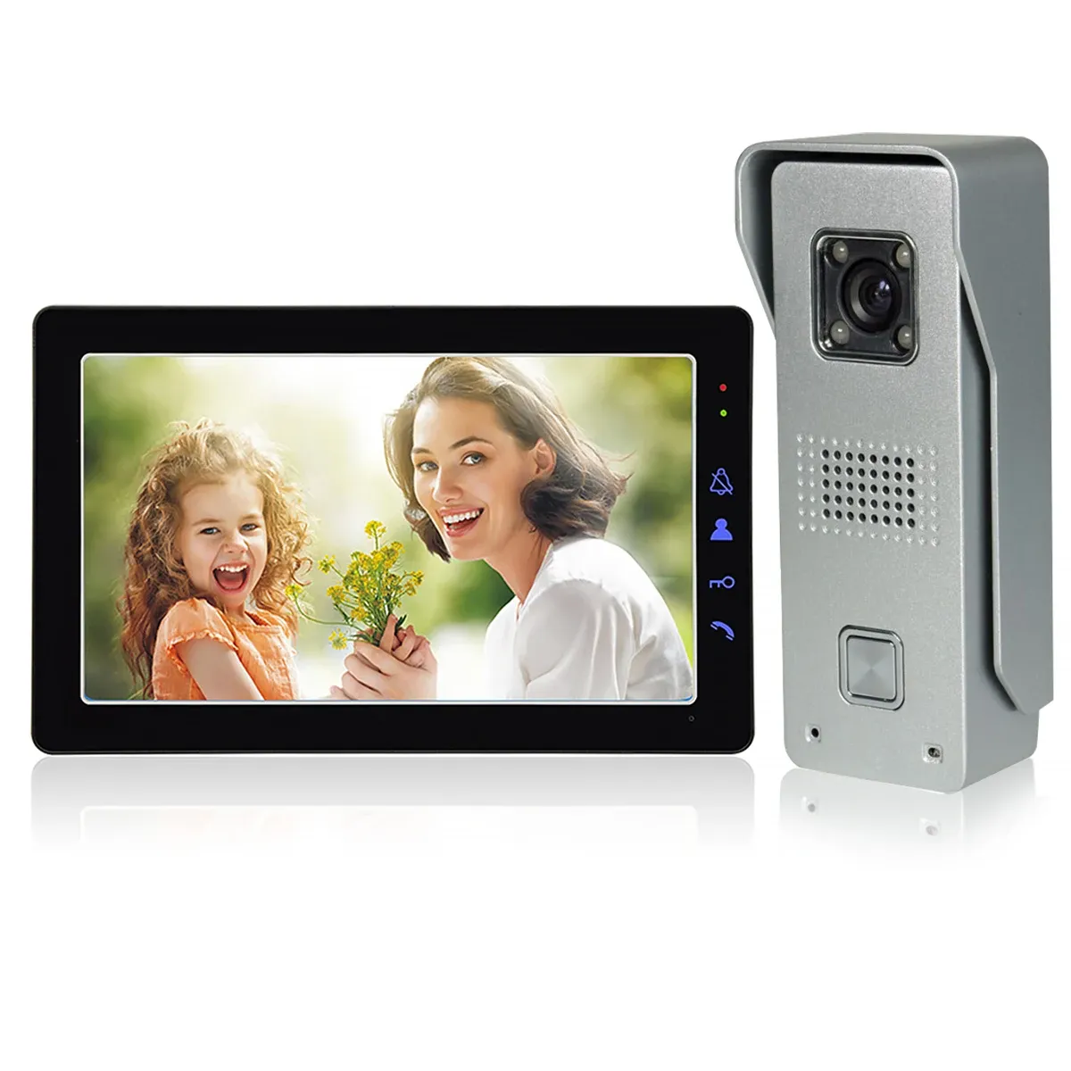 Intercom 9 -tums videodörr Twoway Intercom System Video Door Phone Doorbell With Waterproof IR Camera for Home Villa Apartment