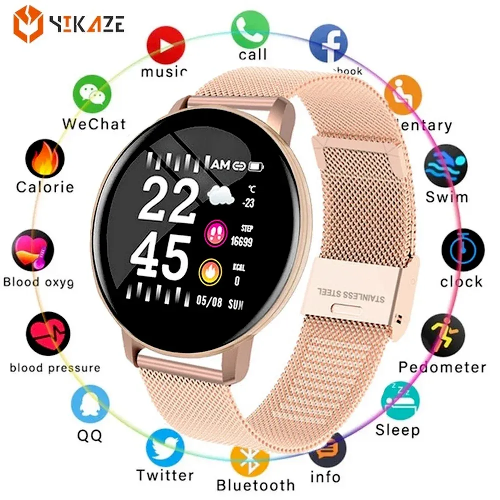 Zegarki Smart Watch okrągłe kobiety wodoodporne Smartwatch Mężczyźni Kobiety Fitness Tracker Monitor ciśnienia krwi dla Android iOS Smart Clock PK P8