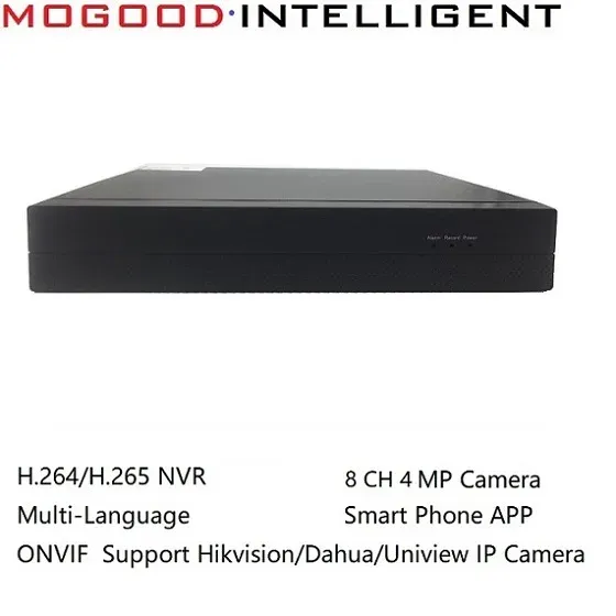Inspelare Mogood Multilanguage Onvif NVR för HikVision Dahua IP -kamera 8ch 4MP, 3MP, 1080p, 720p IP -kamera CCTV NVR Support Smart Phone App