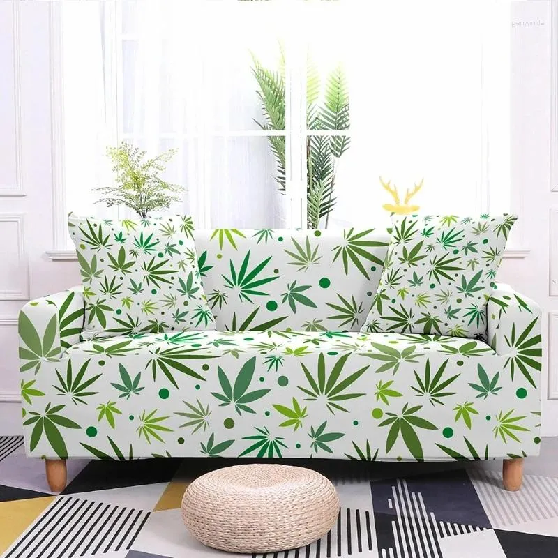 Couvre-chaises couvercle de canapé imprimé de plantes simples avec décoration universelle élastique résistante à la poussière et résistante aux rides