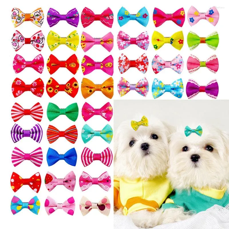 Dog Apparel 5pcs Mixed Colors Cute Pet Head Flower Clip Fashion Bow Cat Headwear Supplies Grooming Accessories Products