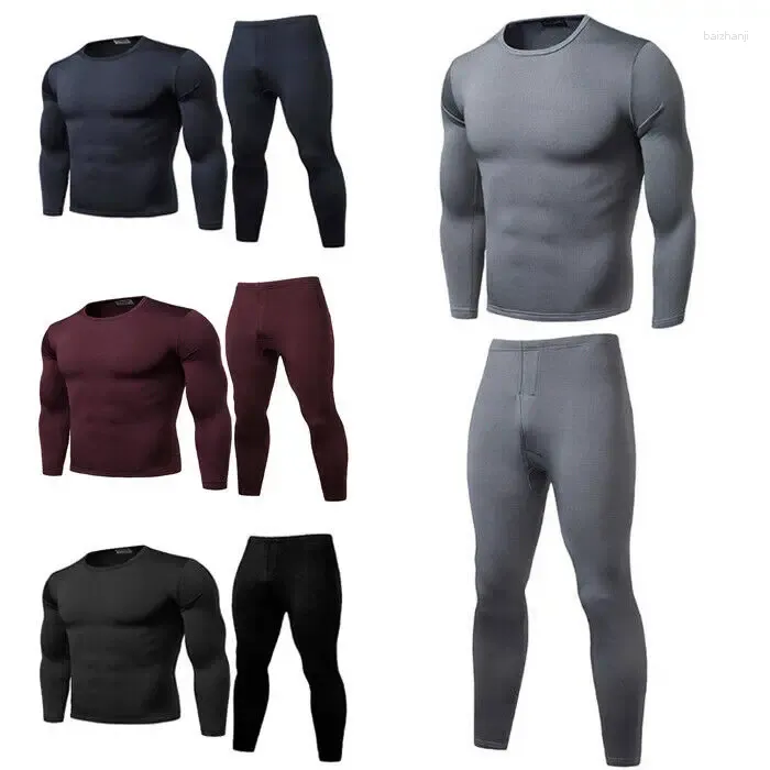 Men's Thermal Underwear 2PCS Mens Winter Warm Ultra-Soft Fleece Lined Long Sleeve Set Johns Tops Bottoms