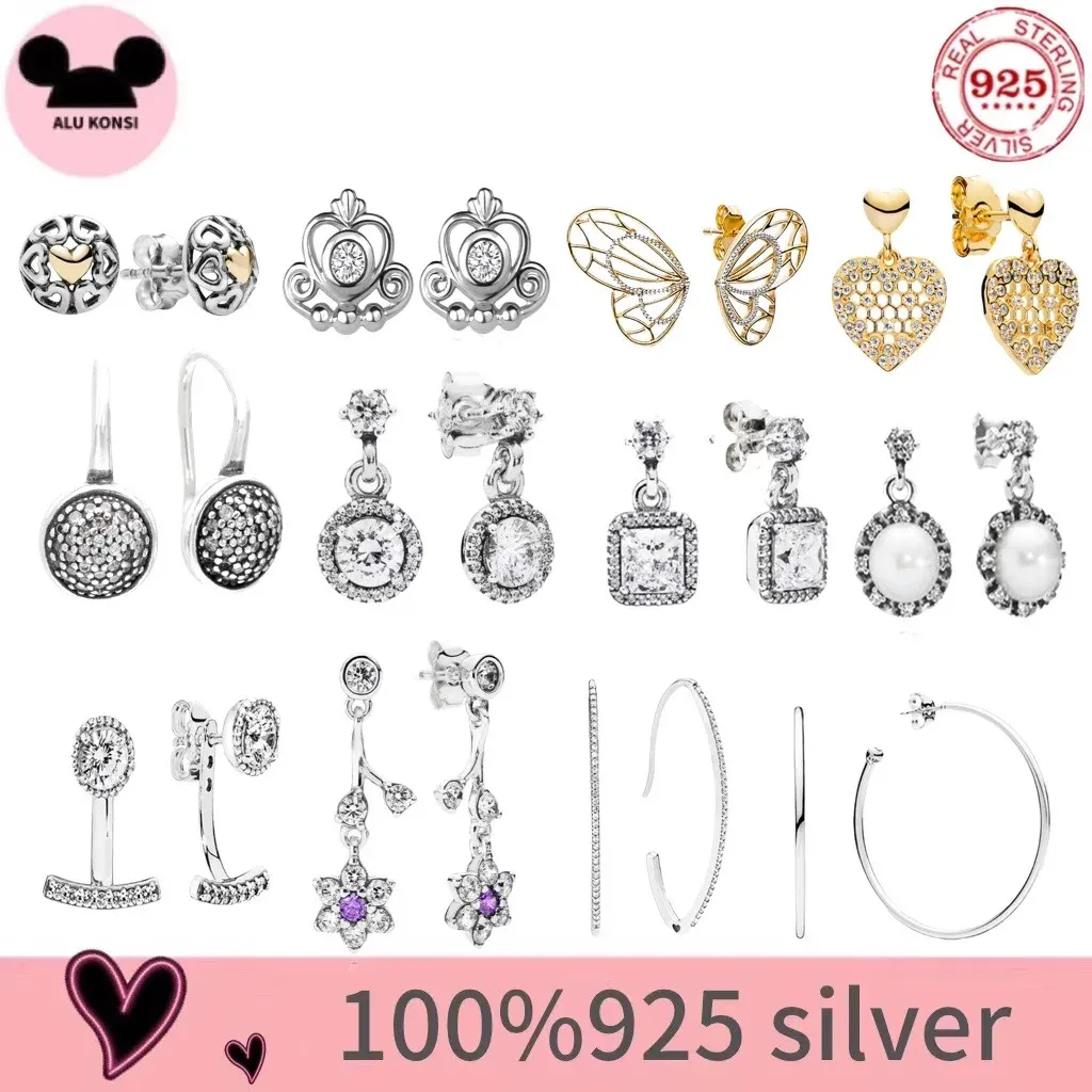 Andere heiße Verkauf hoher Qualität 100% 925 Sterling Silber Fit Original Pan Ohrringe für Frauen Temperament Luxus DIY Schmuck Hochzeit Geschenk