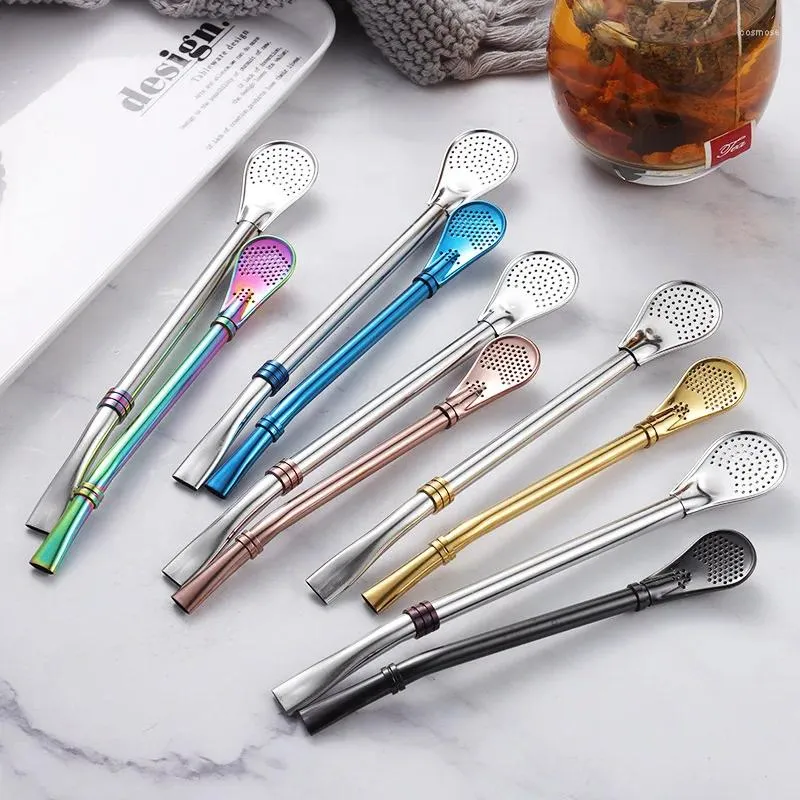 Scoops de thé Paille Spoon en acier inoxydable Créatif Filtre Café de fleur Autoublement de fleur