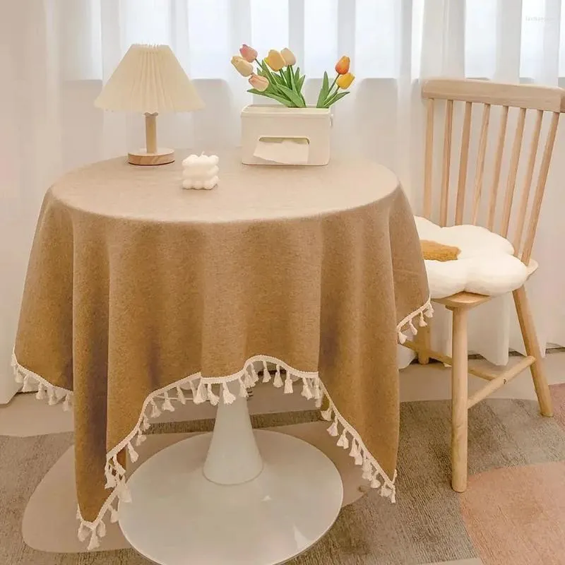Tischtuch Hochzeit Restaurant Dekoration Tischdecke kreisförmige Quastenküche Camping Matte Tee Set