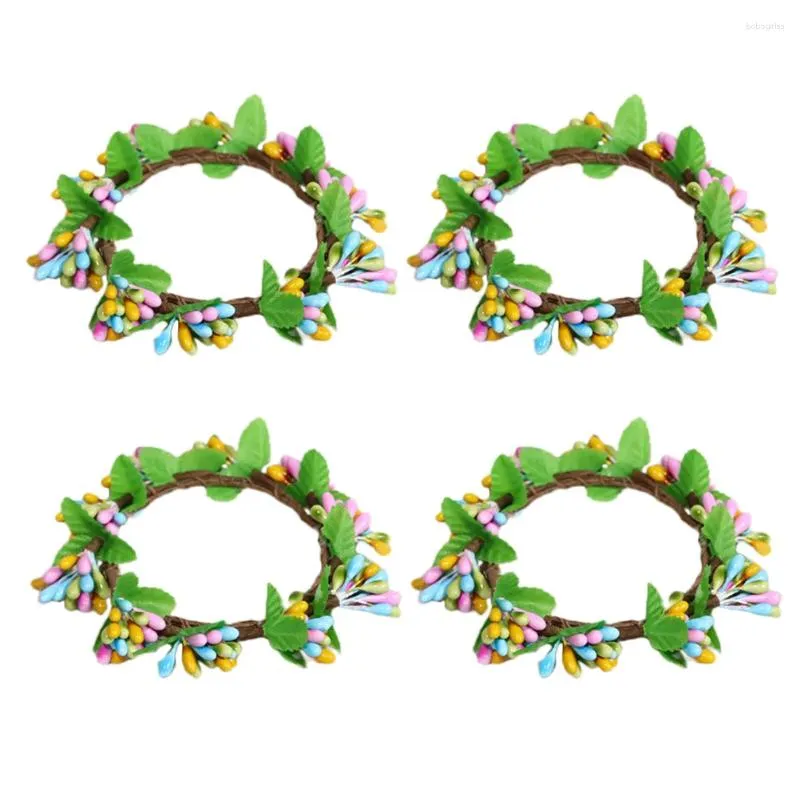 Dekorativa blommor 4 st påskring Spring Decor Home Simulation Wreath Servett utomhus Silkduk