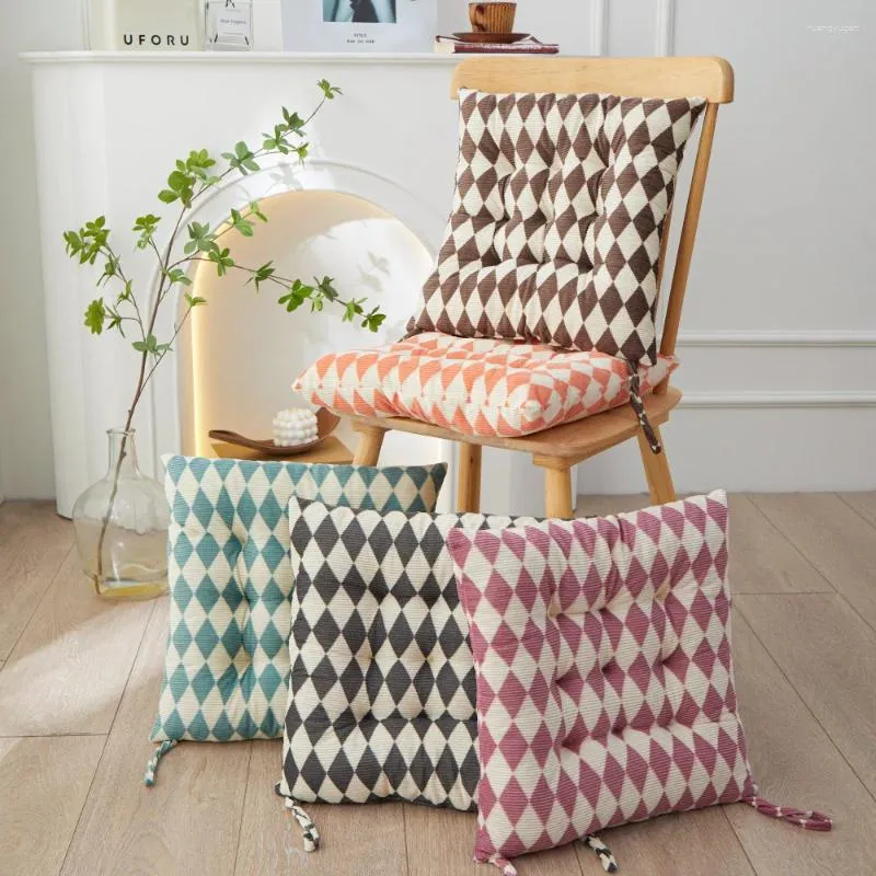 Pillow Striped Diamond Plush Geometric Student Seat Home Back Chair Dining Room With Strap Bupad