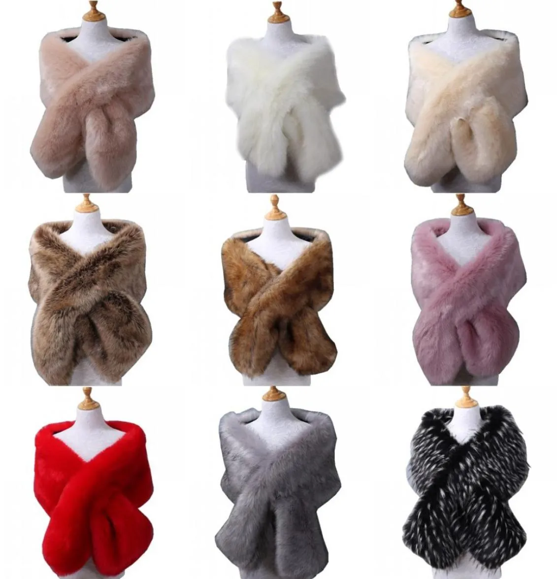 2019 New Bridal Stick Wraps Colorful Faux Fur Shawl Women Winter Winter For Girl Prom Cocktail Party Cheap in Stock 11 Colors8067631