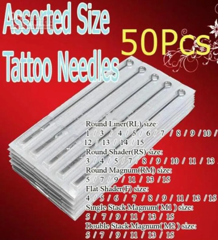 Hele professionele 50x premade gesteriliseerde naalden geassorteerde tattoo kits voorraad voor beginnersartiesten Pro5501461