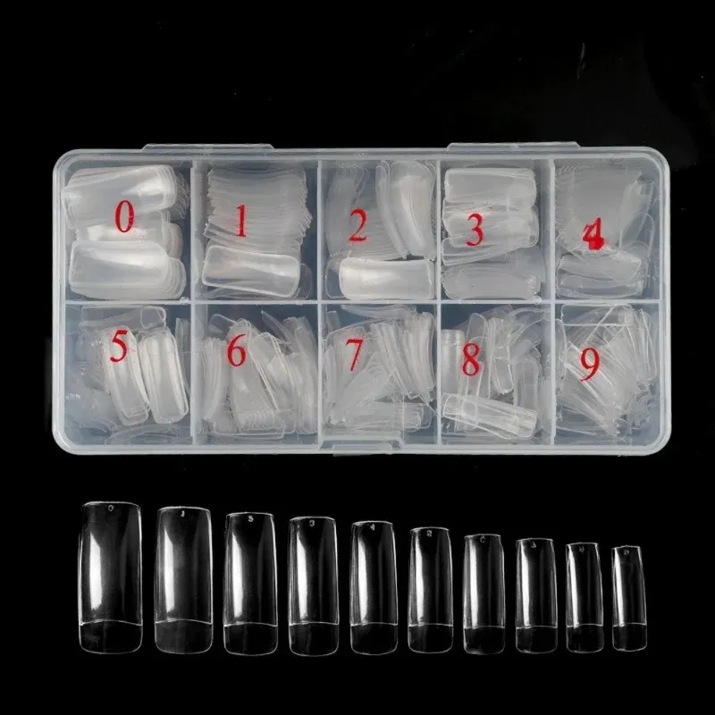 new 2024 500pcs Short OVAL Medium Fake Nails Full Cover Single Size Acrylic Clear Nail Art Tips For Display Stick-On Nails For Oval Medium