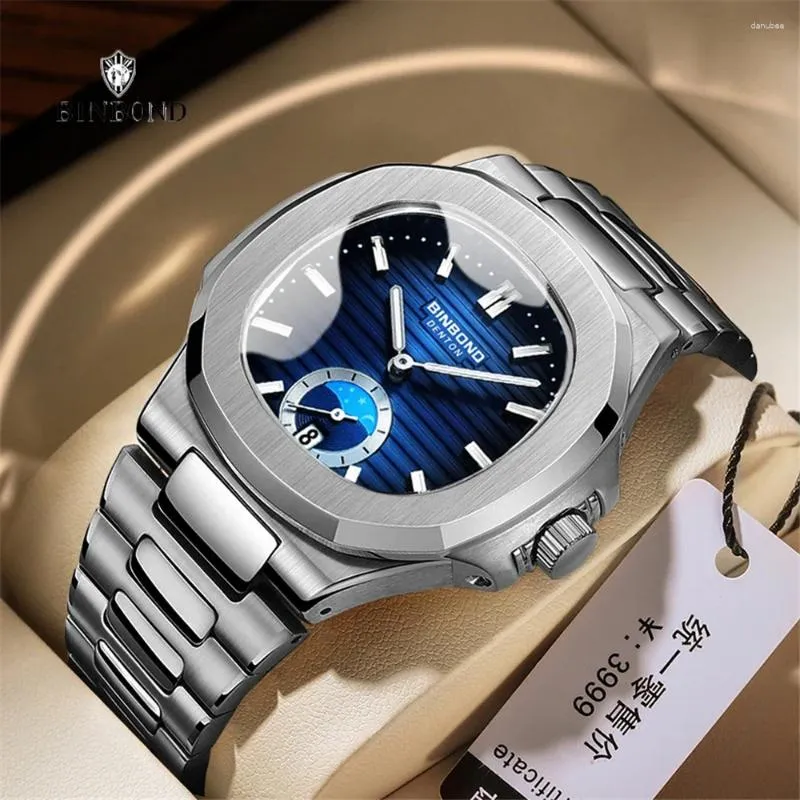 Montre-bracelets binbond horloge d'affaires décontractée hommes Luxury montre des montres automatiques pour hommes.